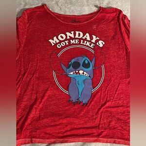 Red Graphic Tee with Cartoon Character